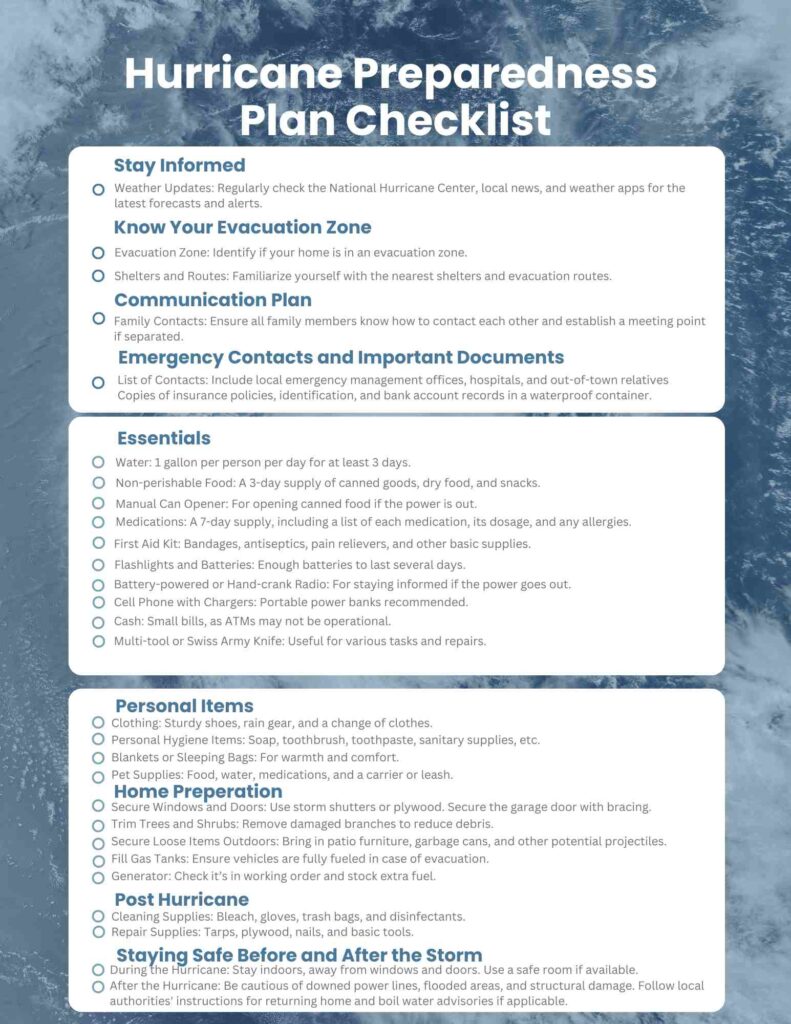 Hurricane prep checklist